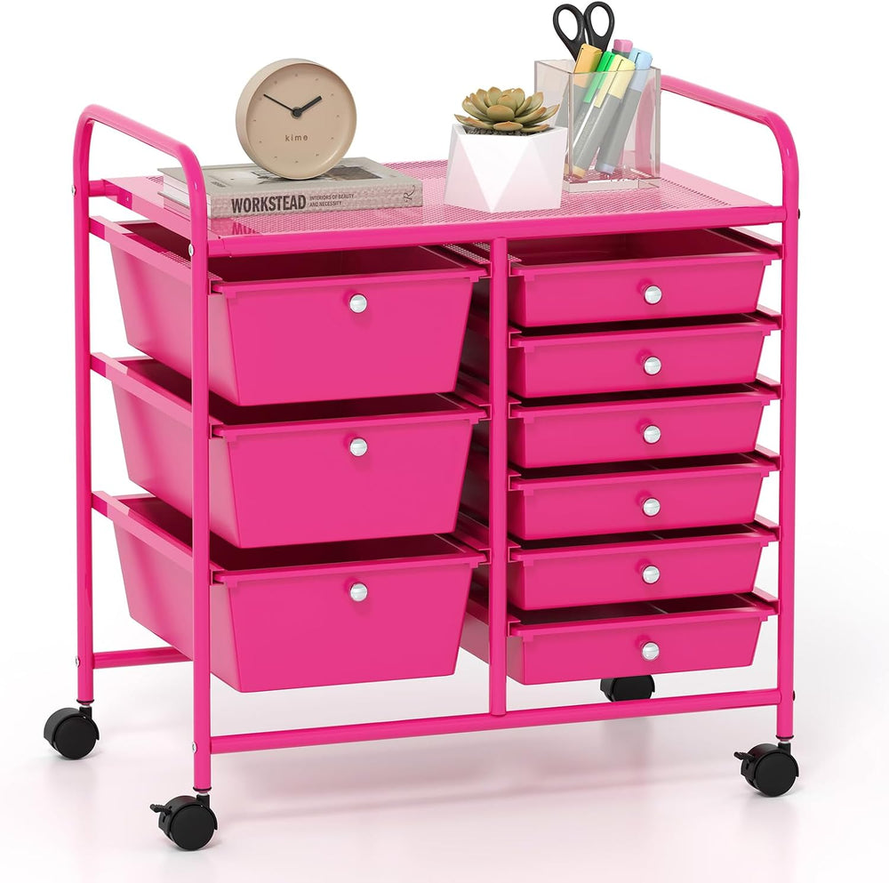 GOFLAME 9-Drawer Rolling Storage Cart, Mobile Utility Cart