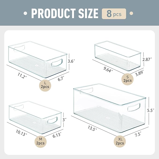 8 PACK Freezer Organizer Bins Clear Stackable Storage Bins - Image 4