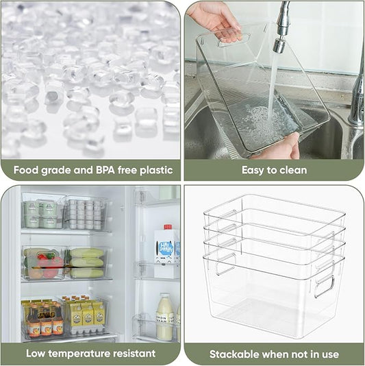 BALEINE Clear Plastic Storage Bins, Pantry Organization, BPA Free Stackable - Image 2