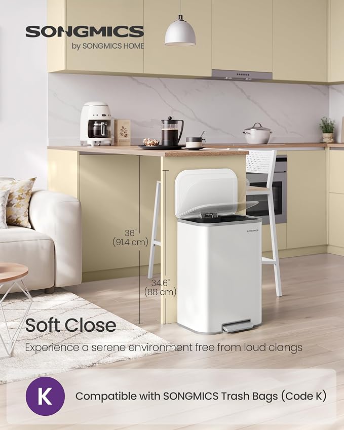 SONGMICS Kitchen Trash Can, 13-Gallon Garbage Can - Image 2