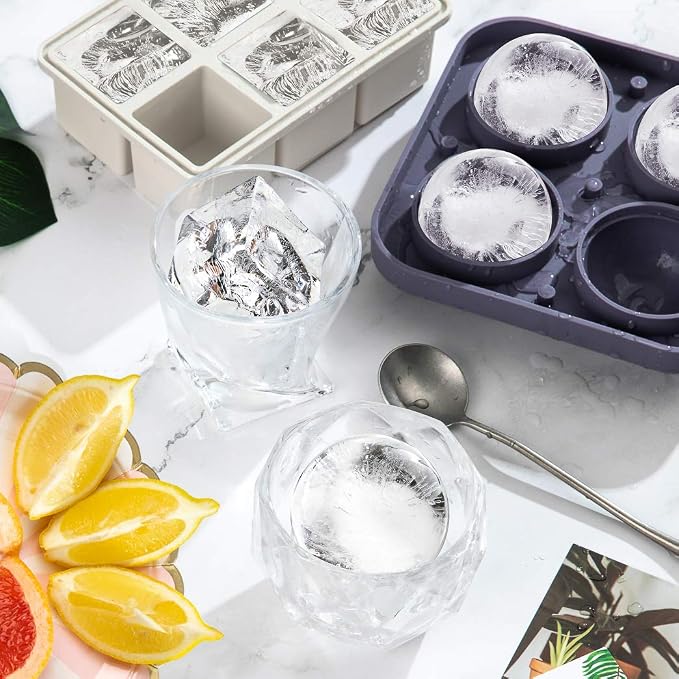 Mossime Large Ice Cube Molds: Square Whiskey Silicone Ice Cube Trays - Image 7