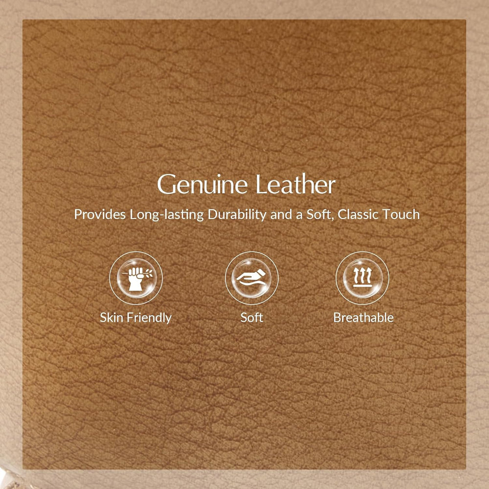 HULALA HOME Genuine Leather Ottoman Coffee Table, Foot Stools Ottoman with So...