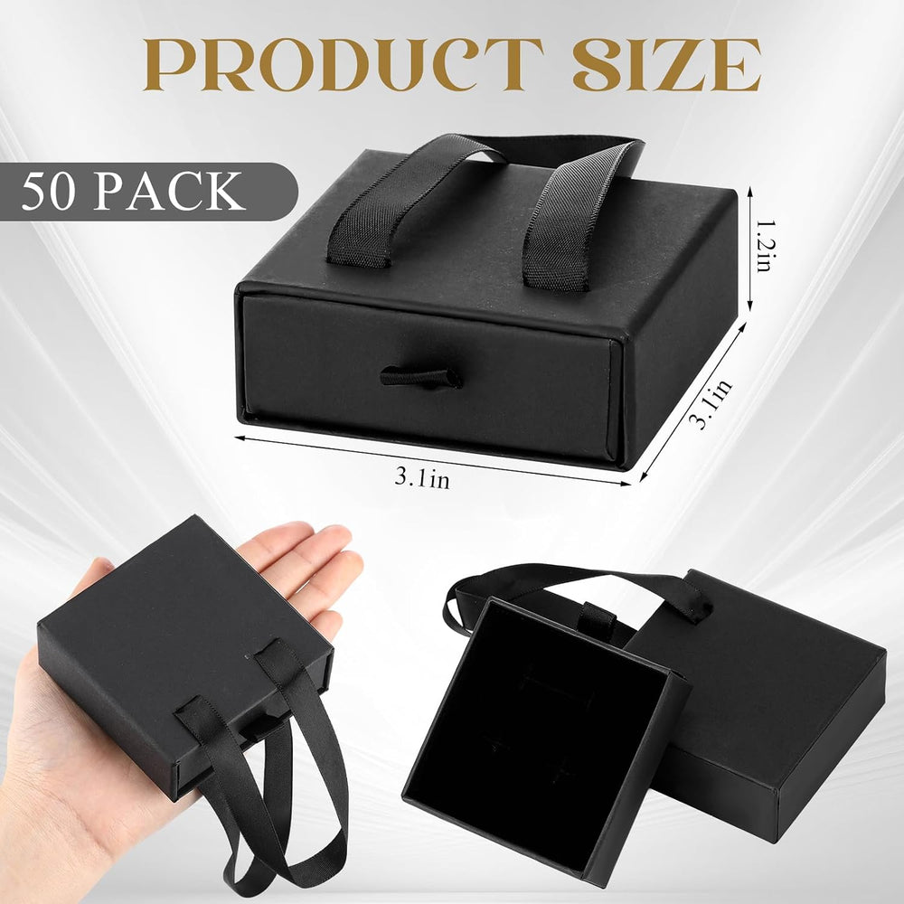Kenning 50 Pack Jewelry Gift Boxes 3.1x3.1x1.2in Black Jewelry Packaging