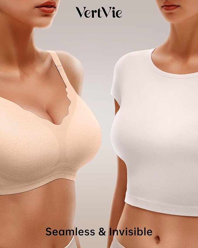 Vertvie Womens Seamless Bras No Underwire Supportive Wireless Push Up Full - Image 4