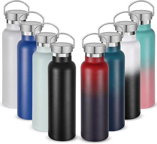 Neihepal 20 oz Insulated Water Bottles Bulk 8 Pack, Stainless Steel Double Wall by Neihepal