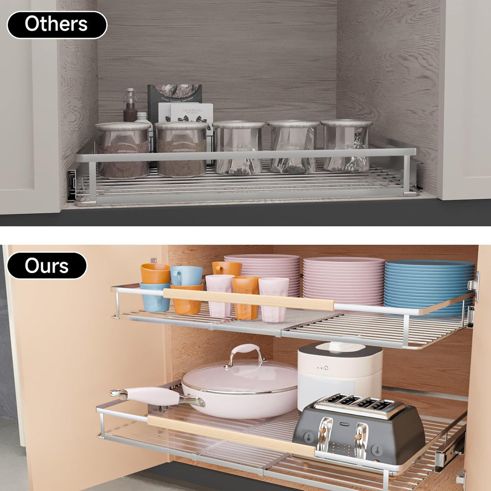2Pack Expandable Pull Out Cabinet Organizer, 17.1"-28.1" W x 22.5&q...