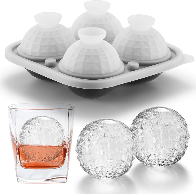 Nax Caki 3D Ball Crystal Ice Cube Tray, Large Ball Silicone Fun Shapes Whiskey by NAXCAKI