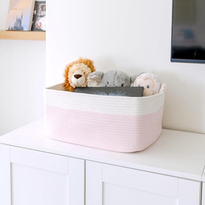 NaturalCozy Storage Baskets 16.8”x13”x7.6” Cotton Rope Woven Baskets - Image 8