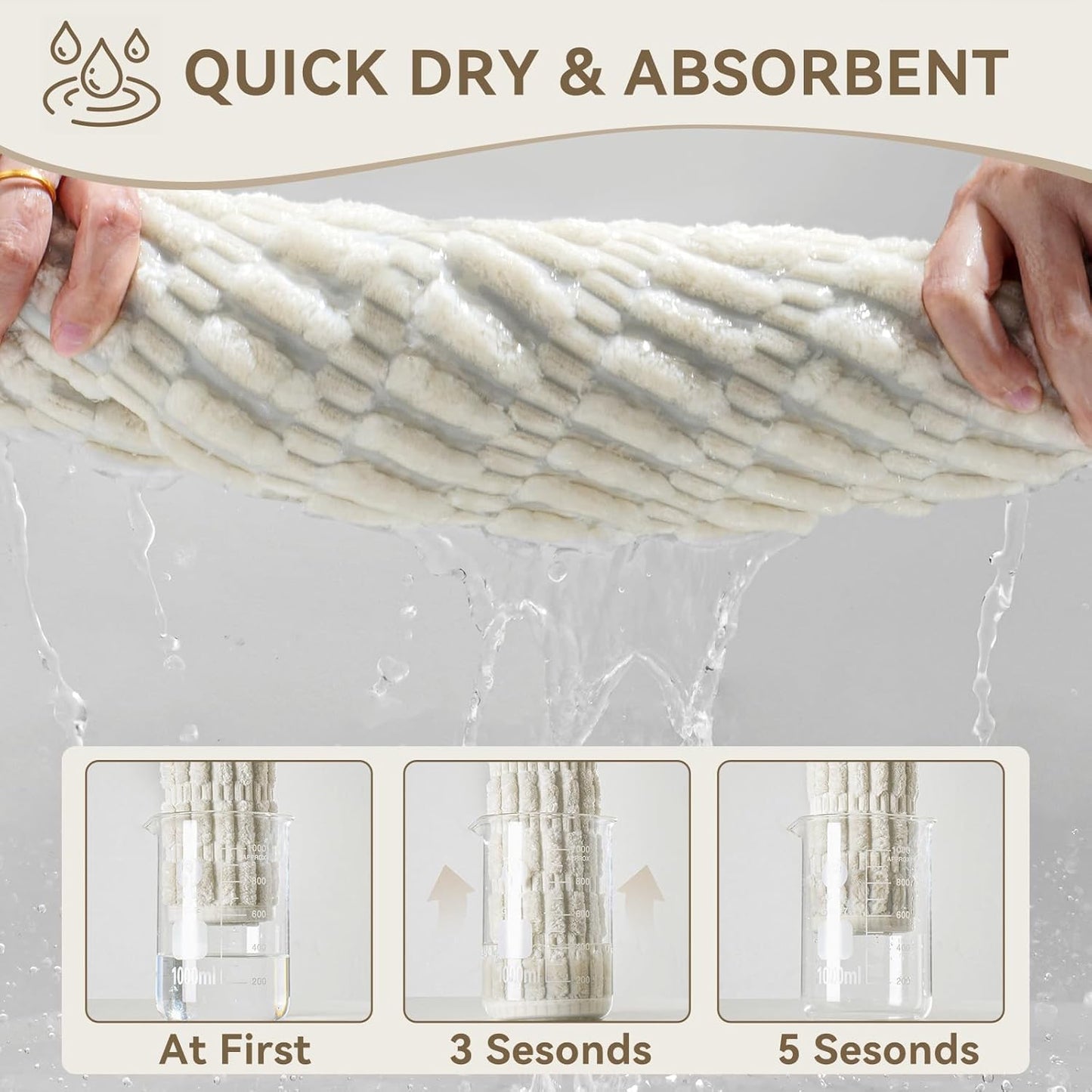 Non-Slip Bath Mat with Rubber Backing, Washable Thin Bath Mats for Bathroom Floor, Absorbent Bathroom Rugs, Quick Dry, Fits Under Door Beige 16x24