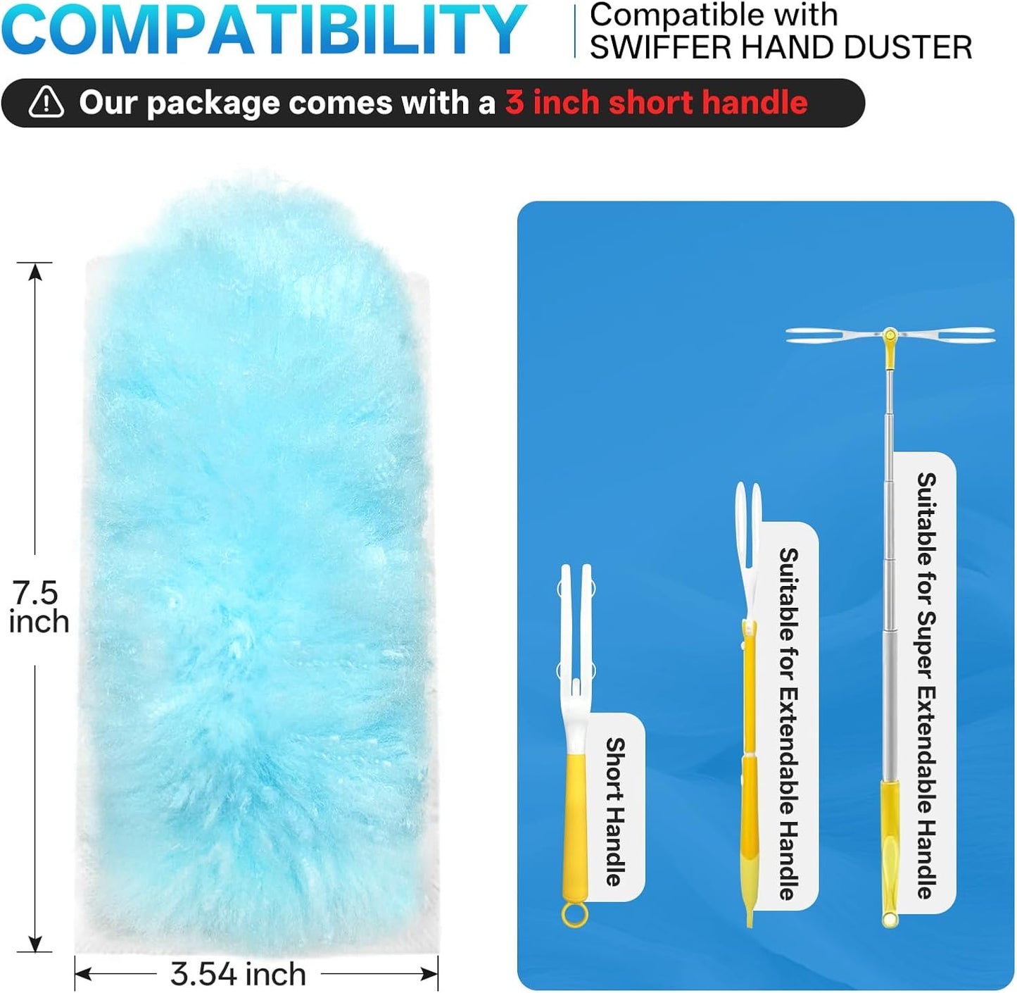 40 Count Duster Refills, Compatible with Swiffer Static Dust Removal Brush Disposable Replacement Head, Double-Sided 360° Duster Refills with 1 Handle, 5X Microfibers, Furniture, Blinds, Ceiling Fans
