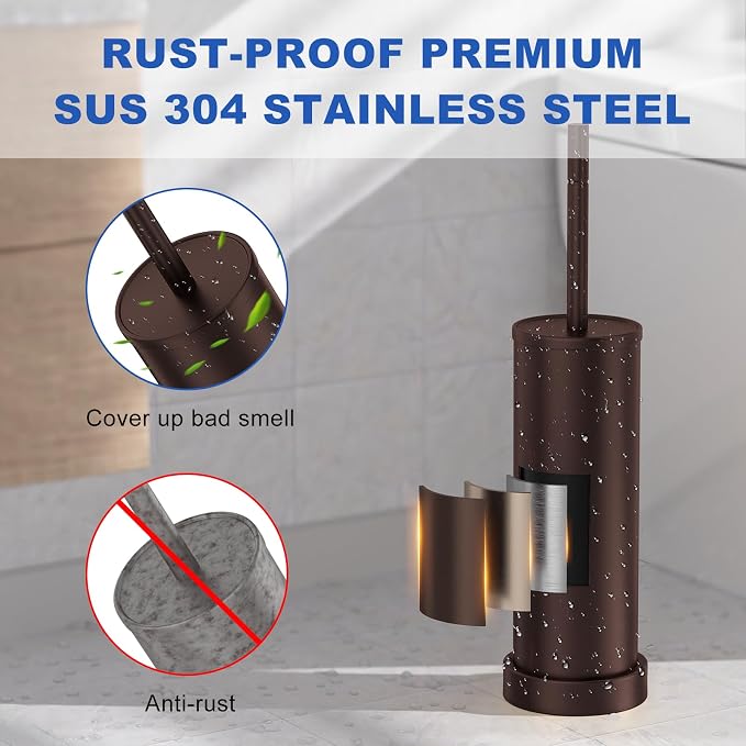 Toilet Brush and Holder Set: 304 Stainless Steel Heavy Duty Toilet Bowl Brush - Image 2