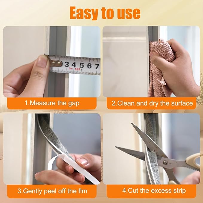 39.4FT Brush Weather Stripping, Neat Pile Self Adhesive Seal Strip - Image 6