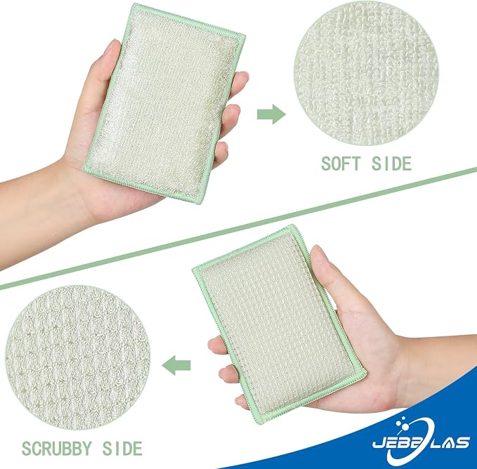 JEBBLAS 8Pack Bamboo Natural Kitchen Sponges Dish Sponge Cleaning Sponge Heavy - Image 4