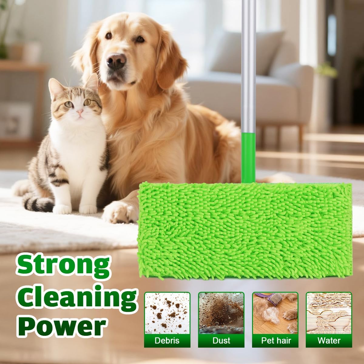 UNIMADE Reusable Microfiber Mop Pads Compatible with Swiffer Sweeper - 6 Replacement Pads + 1 Base Pad - Dry & Wet Sweeping Cloths, Washable Mopping Refills Use for Most Floor Types