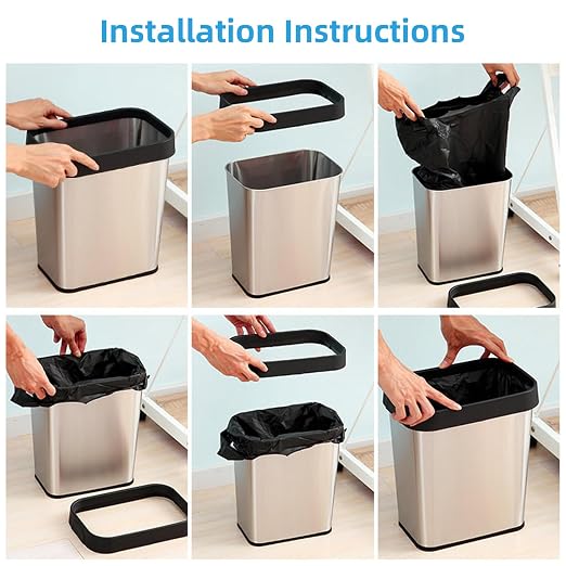 2 Pack Stainless Steel Trash Can 2 Gallon, Open Top Trash Can, Rectangle - Image 8