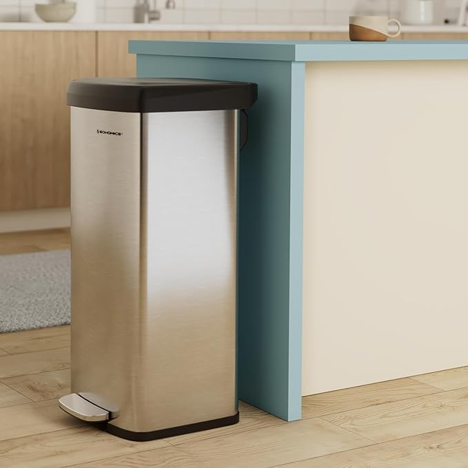 SONGMICS Kitchen Trash Can, 18-Gallon Stainless Steel Garbage Can, - Image 2