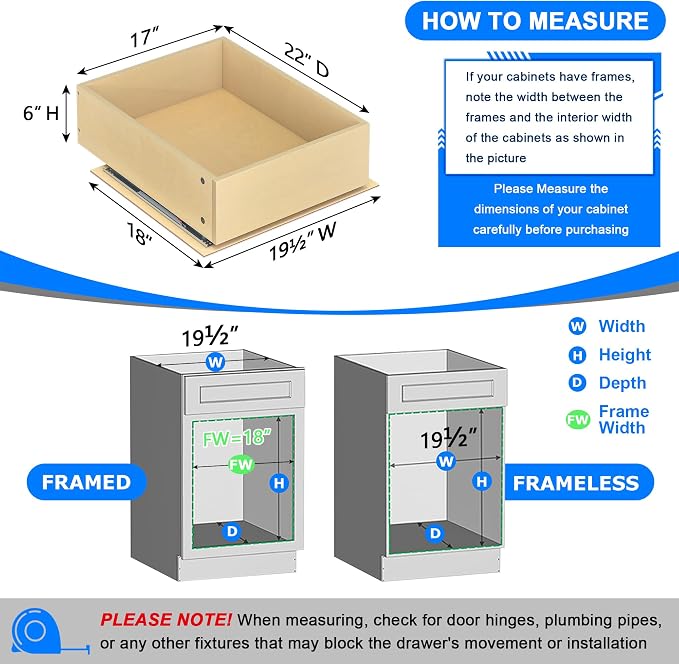 WelFurGeer Soft Close Pull Out Cabinet Organizer, Cabinets Roll Out Drawers - Image 3