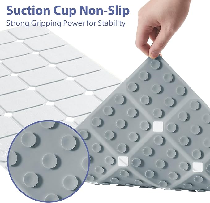 Bathtub Mat Non Slip Silicone Foldable Extra Long Tub Mat Strong Suction Cups & - Image 2