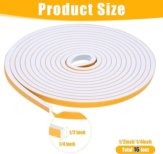 16Feet Weather Stripping Seal for Door Window, High Density Foam Tape, - Image 2