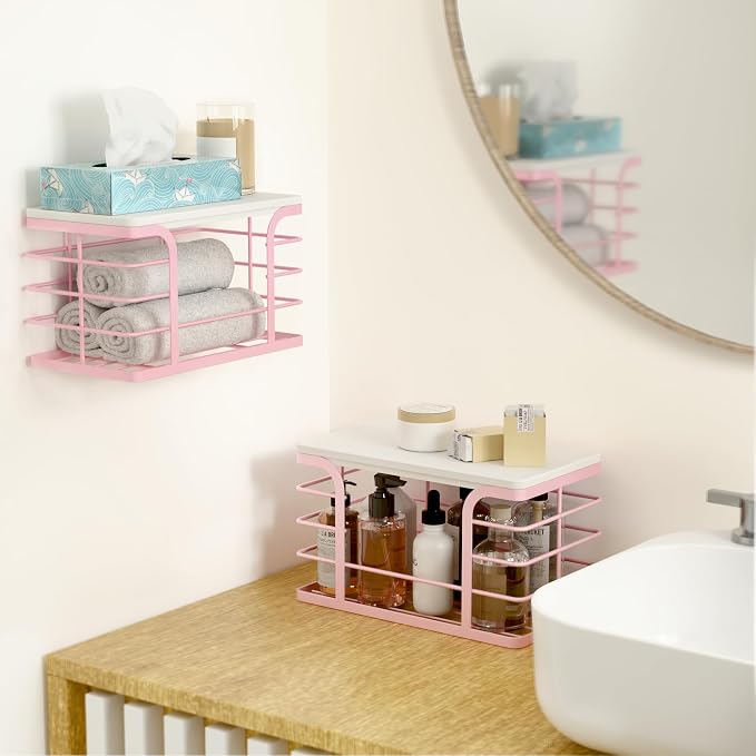 2 Pack Trash Bag Holder with Bamboo Top, Stackable Storage Bathroom Organizer - Image 3