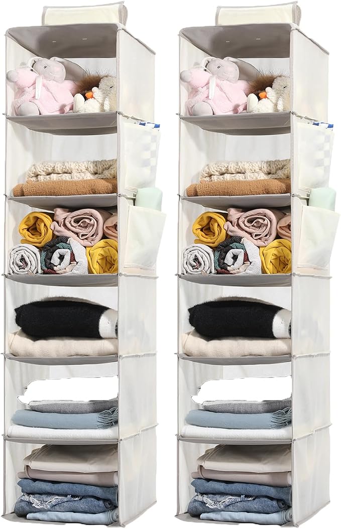 2 Packs Hanging Closet Organizer Storage, 6-Shelf Hanging Shelves Clothes by WelcometoYRCBEHFU