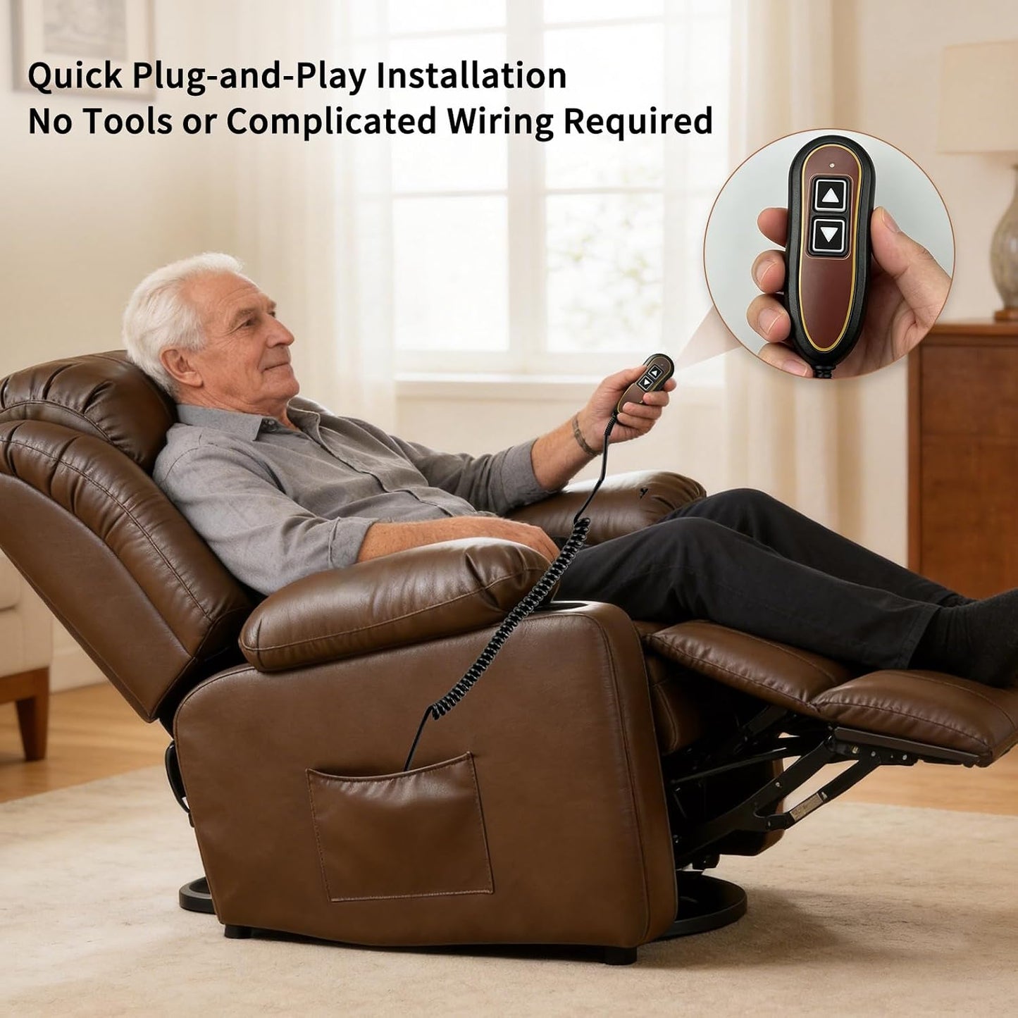 Upgraded 2 Button 5 Pin Lift Chair Remote Compatible with Golden Lift Chairs Kaidi Okin Dewert Power Recliners, Lighted Hand Control, Replace ZK1200-HC