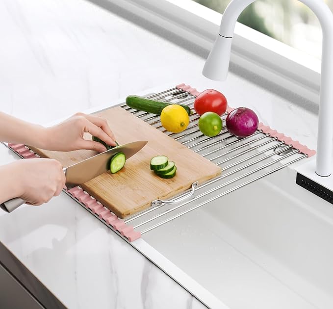 Tomorotec 17.7" x 15.5" Roll Up Dish Drying Rack Over Sink Drying Rack Sink - Image 8