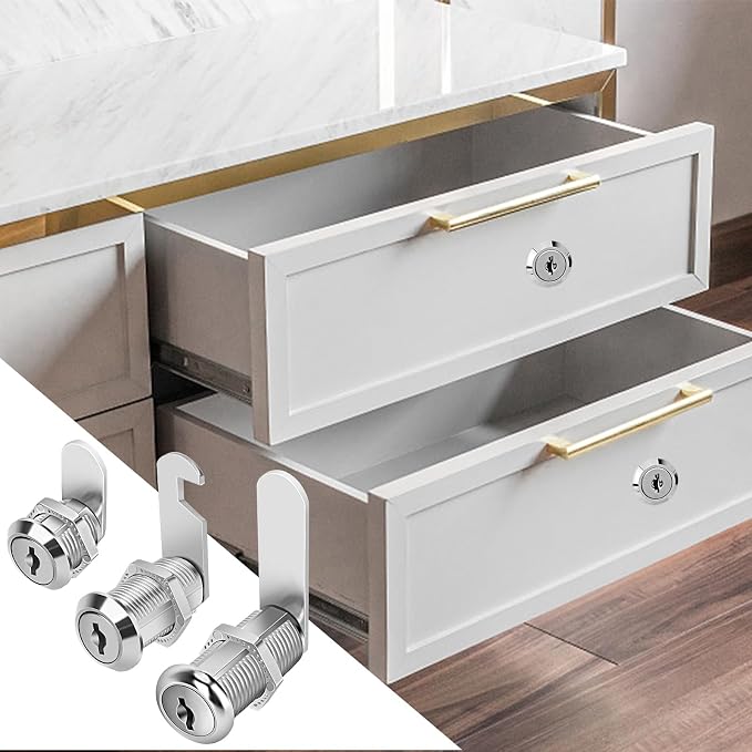 Cabinet Lock with Keys, 1-1/2" Long Cam Locks keyed Alike, Cam Lock Set - Image 8