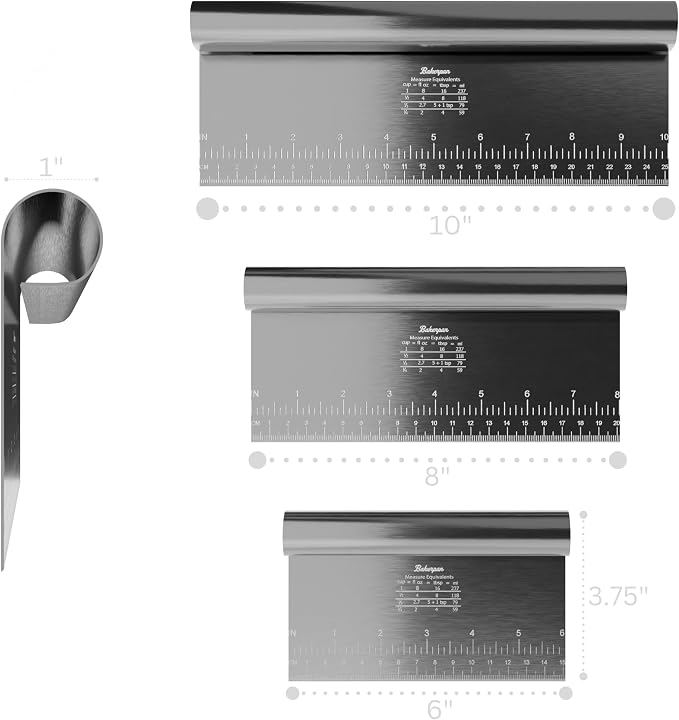 Bakerpan Stainless Steel Heavy Duty Dough Cutter, 3 Size Set - Image 2