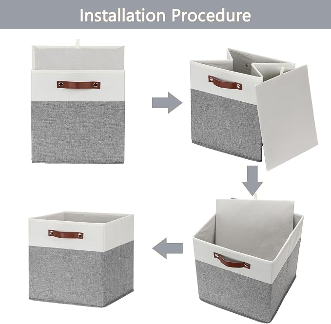 HNZIGE Set of 4, Foldable Storage Cube Bin Baskets, Fabric 11x11 Cube Storage - Image 3