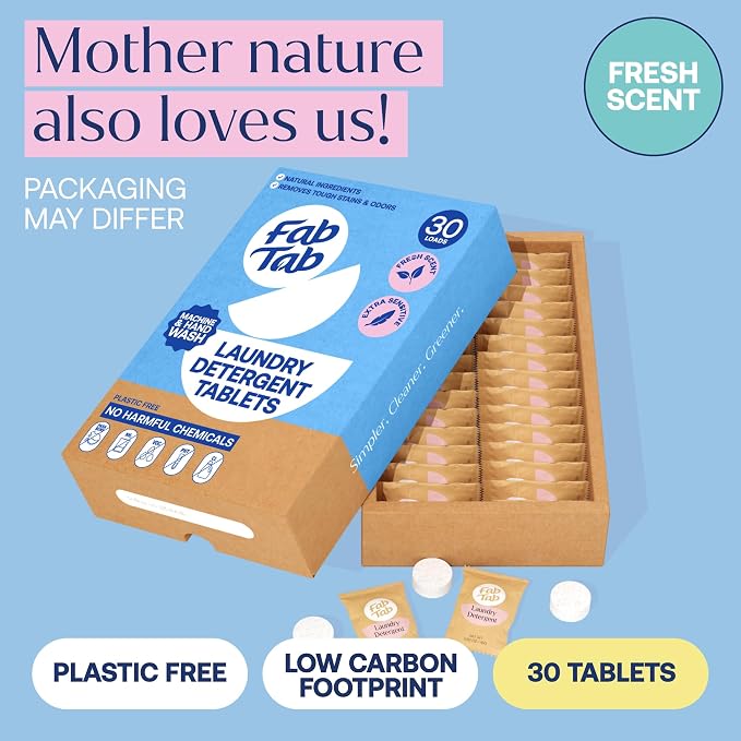 Fab Tab Laundry Detergent Tablets, Plant-Based Formula, Removes Tough Stains - Image 5