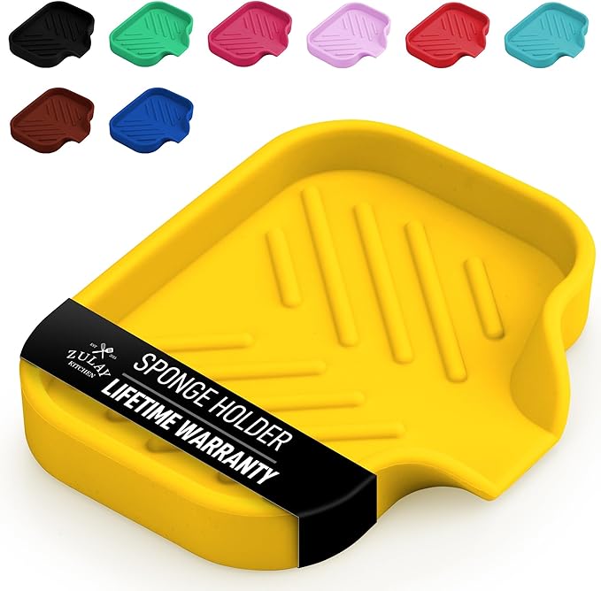 Zulay Kitchen Small Silicone Sponge Holder – Space-Saving Sink Organizer Tray by ZulayKitchen