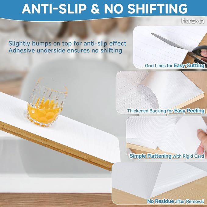 Shelf Liners 12 in x 20 ft Self-Adhesive EVA Drawer Mats, Cupboard Protector - Image 2