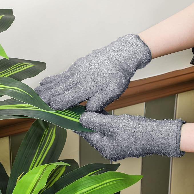 Patelai 3 Pairs Microfiber Plant Dusting Gloves Leaf Cleaning Gloves - Image 2