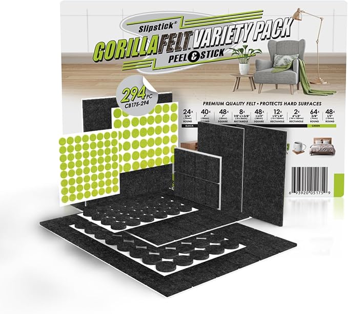 Slipstick Gorilla Felt Furniture Pads Premium Furniture Pads & Chair Leg Floor by Slipstick