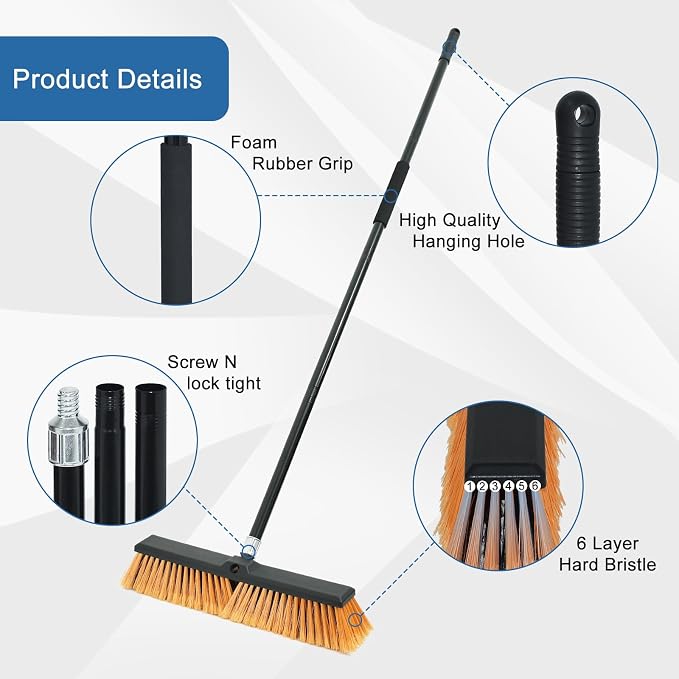 PBHEPJ 18 Inchs Push Broom Outdoor Heavy Duty, Shop Broom - Image 4