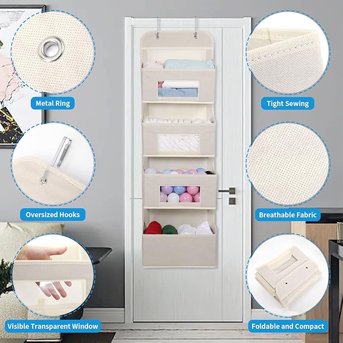 MAX Houser 4-Shelf Over The Door Hanging Organizer - Image 4