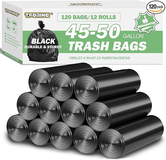45-50 Gallon Black Trash Bags 120 Count by TFORING%C2%AE
