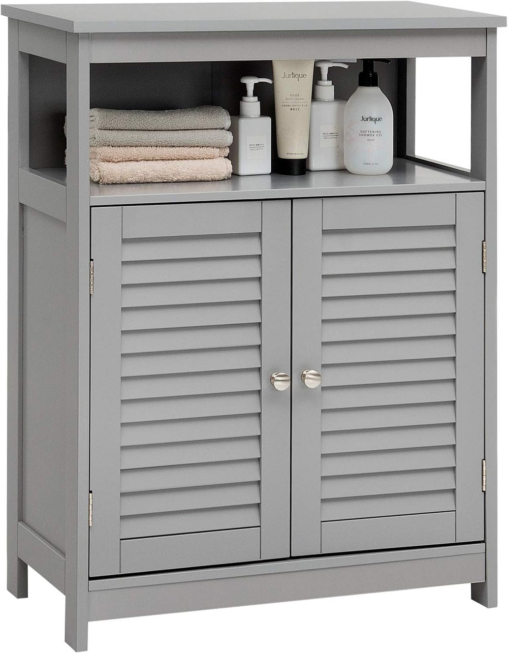 Tangkula Bathroom Floor Cabinet, Wooden Freestanding Storage Cabinet with Dou...