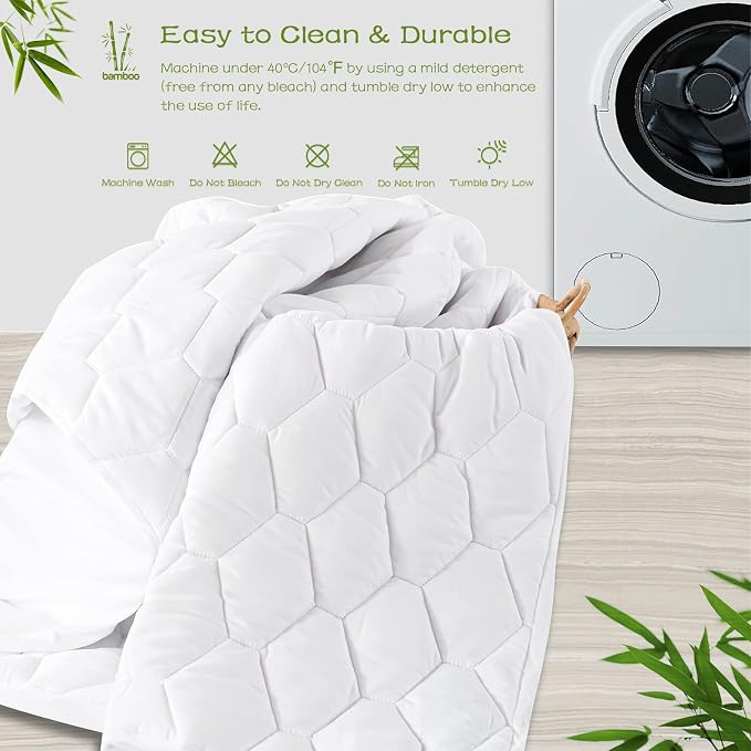 GRT King Mattress Protector Waterproof, Rayon from Bamboo, Cooling Quilted - Image 6