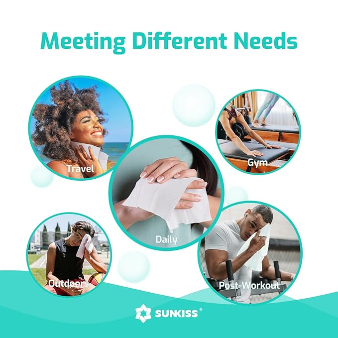 SUNKISS Trustplus Wet Wipes for Adult No Rinse, Extra Large 8”x12” Body - Image 5