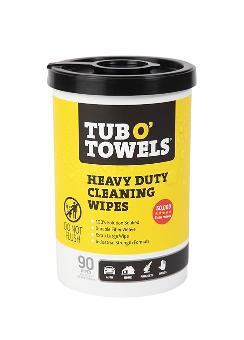 Tub O' Towels TW90 Heavy-Duty 10" x 12" Size Multi-Surface Cleaning Wipes by TubOTowels