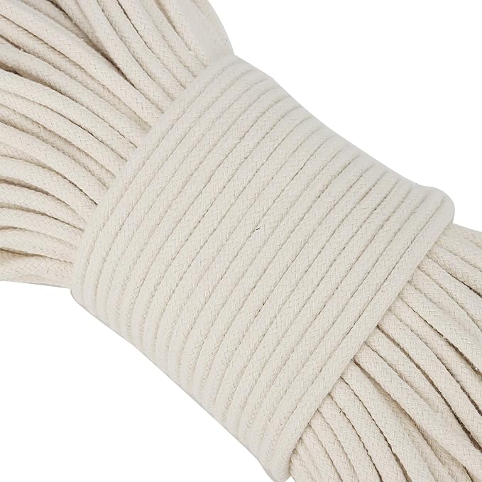 SOUJAP 5/32 Inch White Natural Cotton Clothesline Rope, 4mm x 328 Feet Cotton - Image 3
