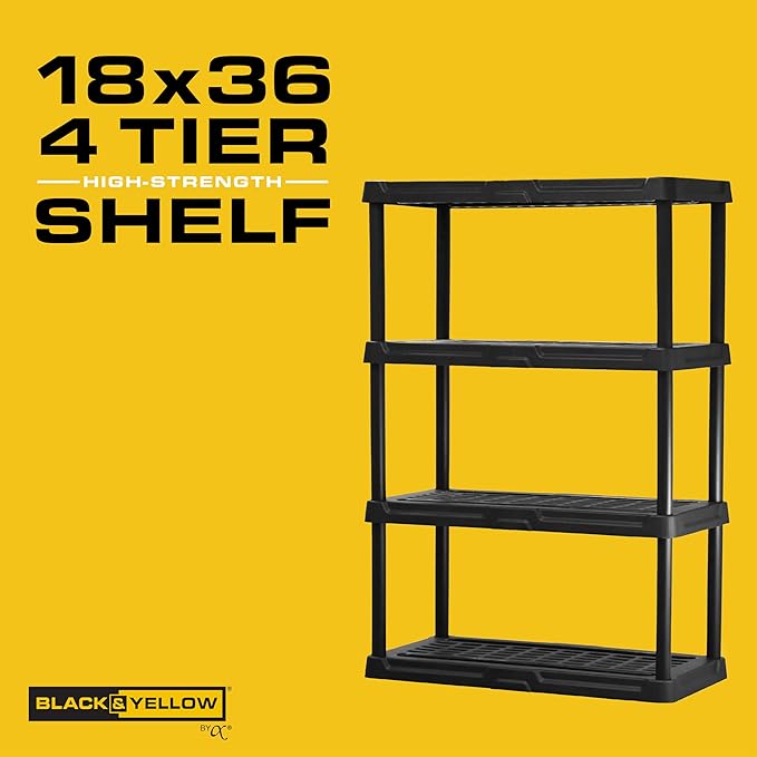 CX 4-Tier Plastic Storage Shelving Unit, Heavy Duty, 150lbs Per Shelf Capacity - Image 4