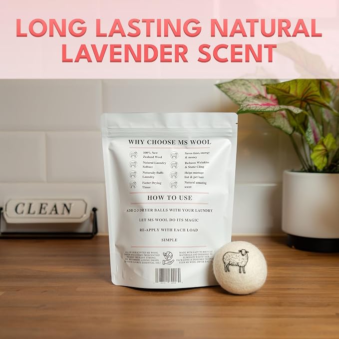 Lavender Scented Wool Dryer Balls – 4 XL Pack – Natural Fabric Softener - Image 3