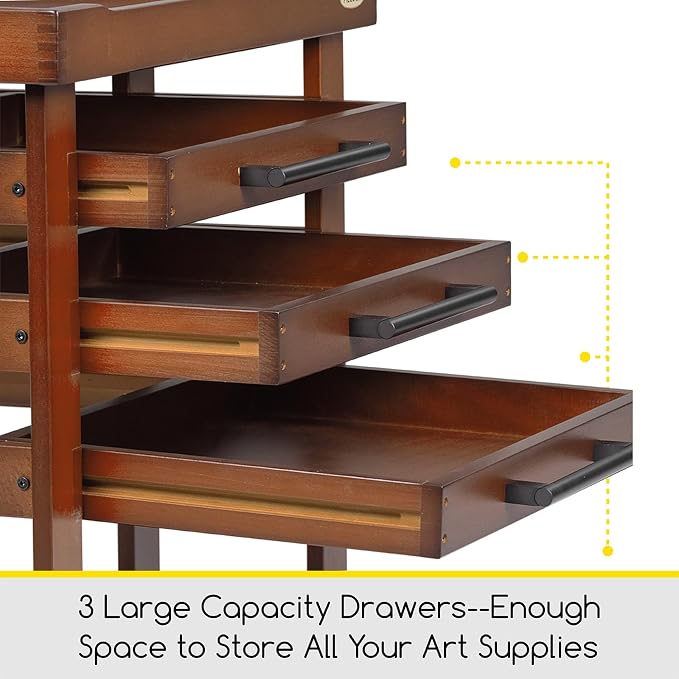 MEEDEN Art Supplies Storage Cart: 5-Tier Solid Beech Wood Utility Rolling Cart - Image 3