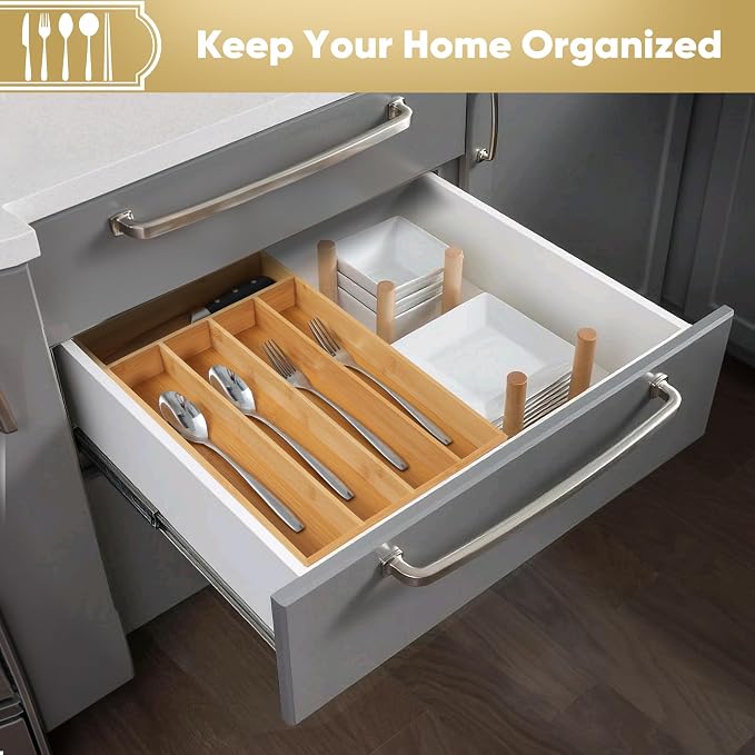 Silverware Organizer, 2 Pack 10 Inch Utensil Organizer Kitchen Drawer Organizer - Image 5