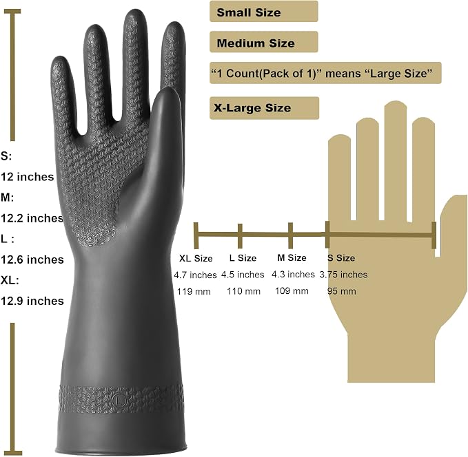Chemical Resistant Latex Gloves, Cleaning Protective Safety Work Heavy Duty - Image 2