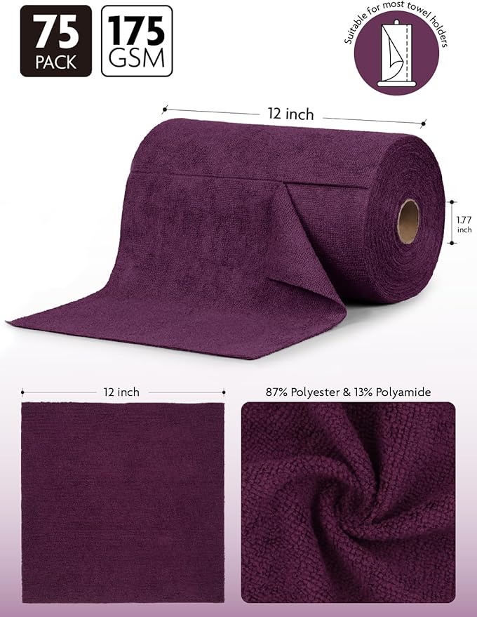 Fantasticlean Microfiber Cleaning Cloth Roll -75 Pack, Tear Away Microfiber - Image 3