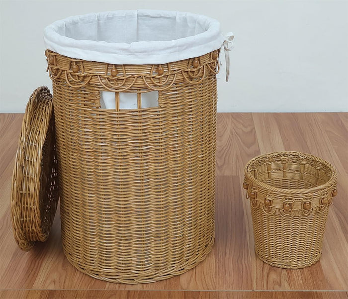 Wicker Hamper with Removable Cloth Lining, All Natural Rattan, Whitewash, Large Size